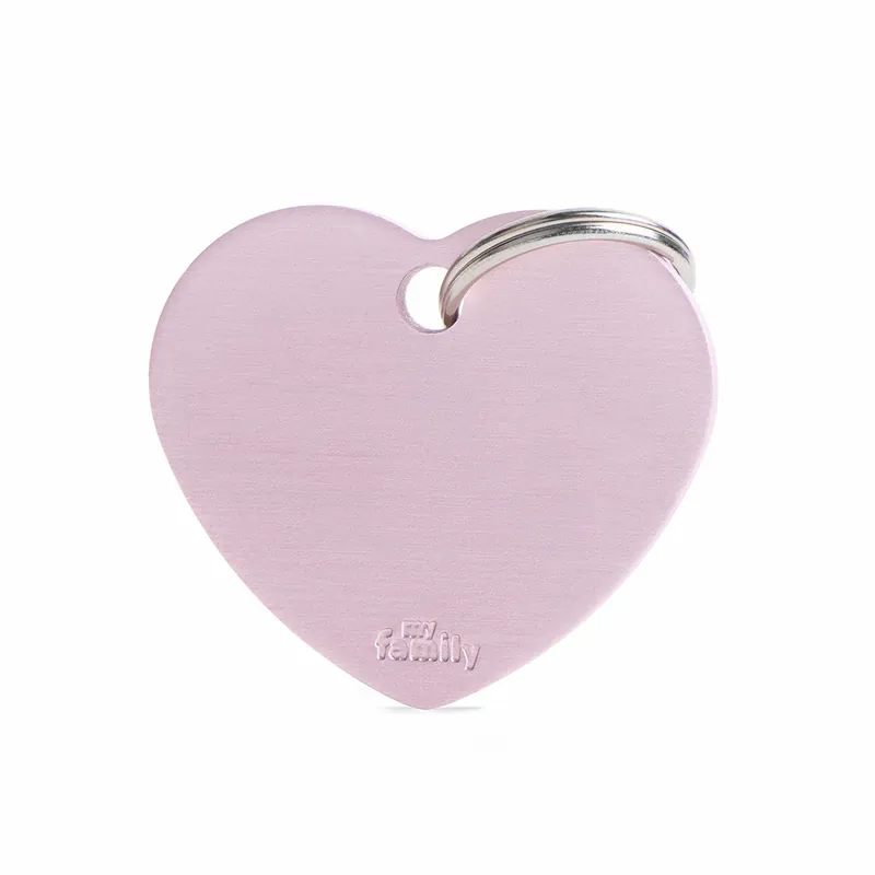 MY FAMILY Classic Big Heart Aluminum Tag pink Hundemarke Sonderangebot